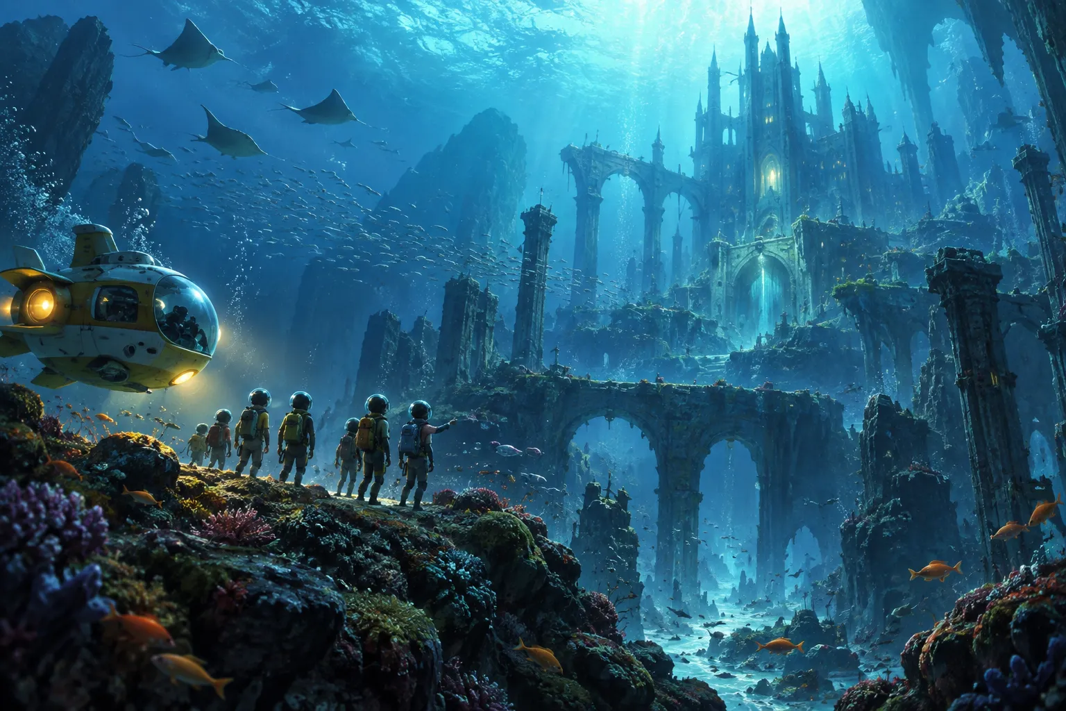 Doraemon the Movie: New Nobita and the Castle of the Undersea Devil — Mood illustration, not a still from the film