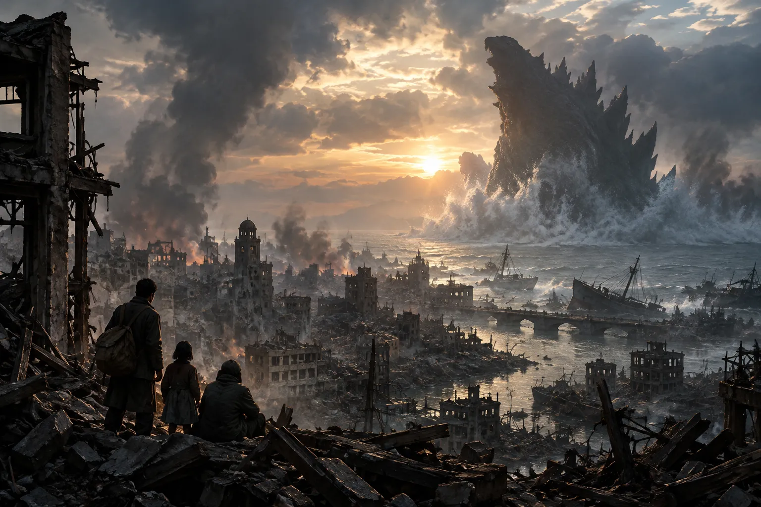 Godzilla Minus One — Ilustrasi suasana, bukan adegan dari film